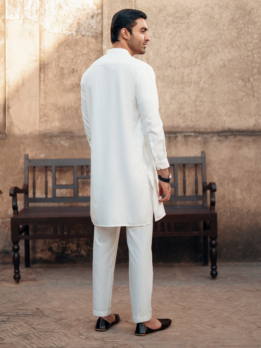 White Blended Kurta Trouser - AL-KT-3062