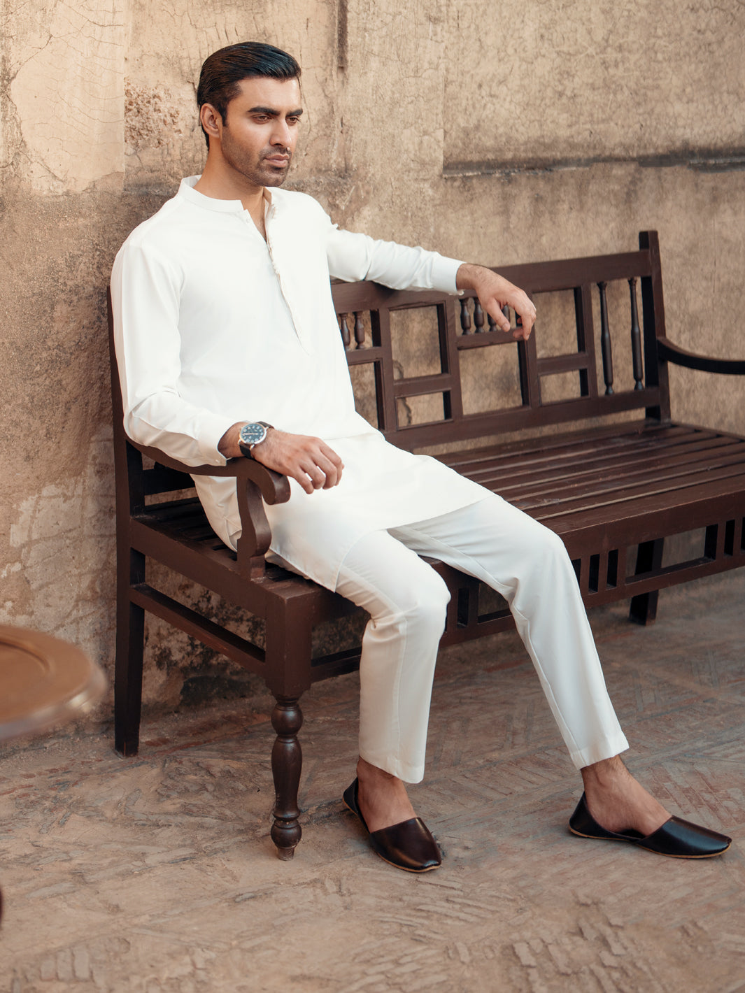 White Blended Kurta Trouser - AL-KT-3062