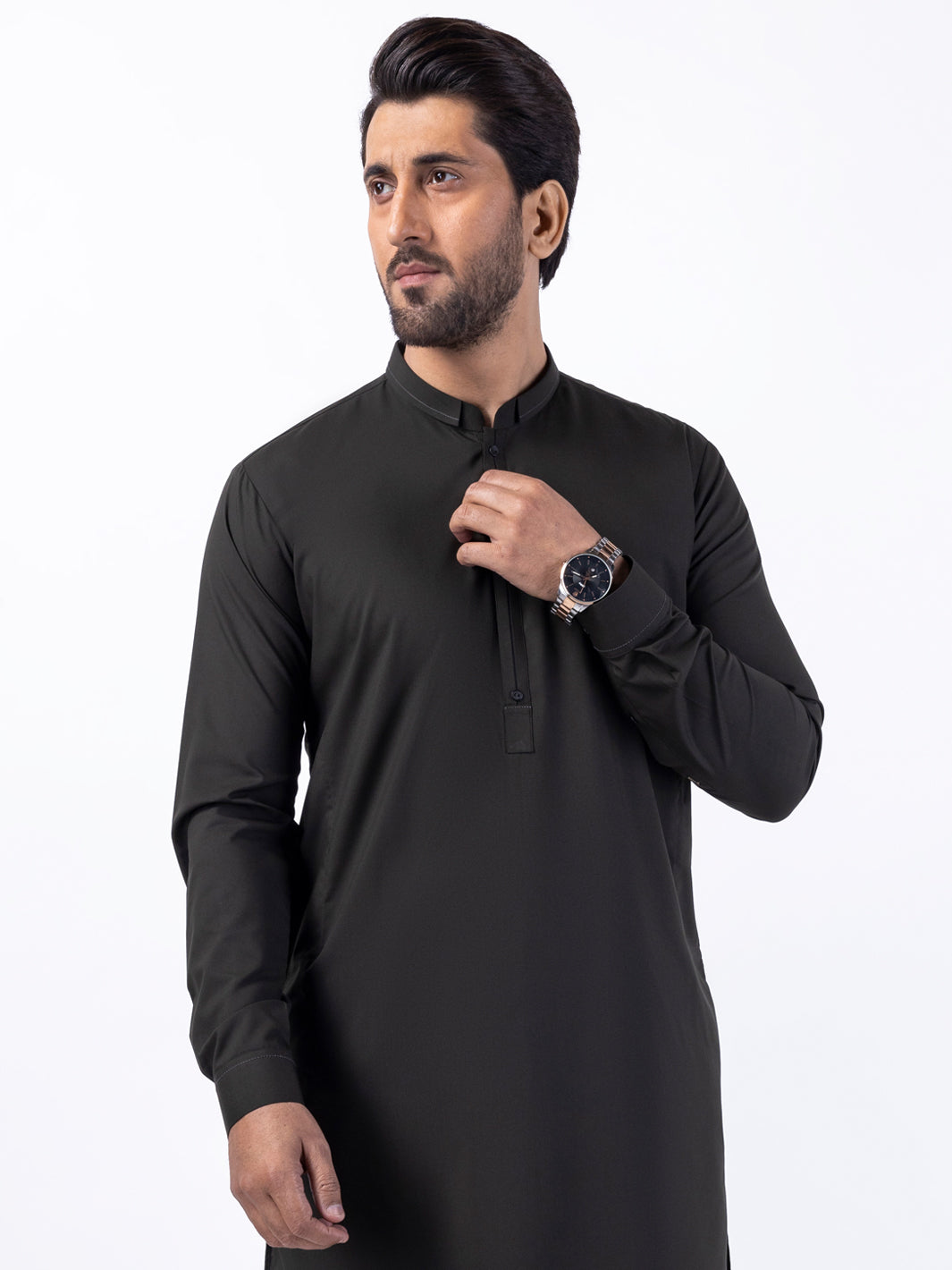 Dark Green Blended Kurta Trouser - AL-KT-3072
