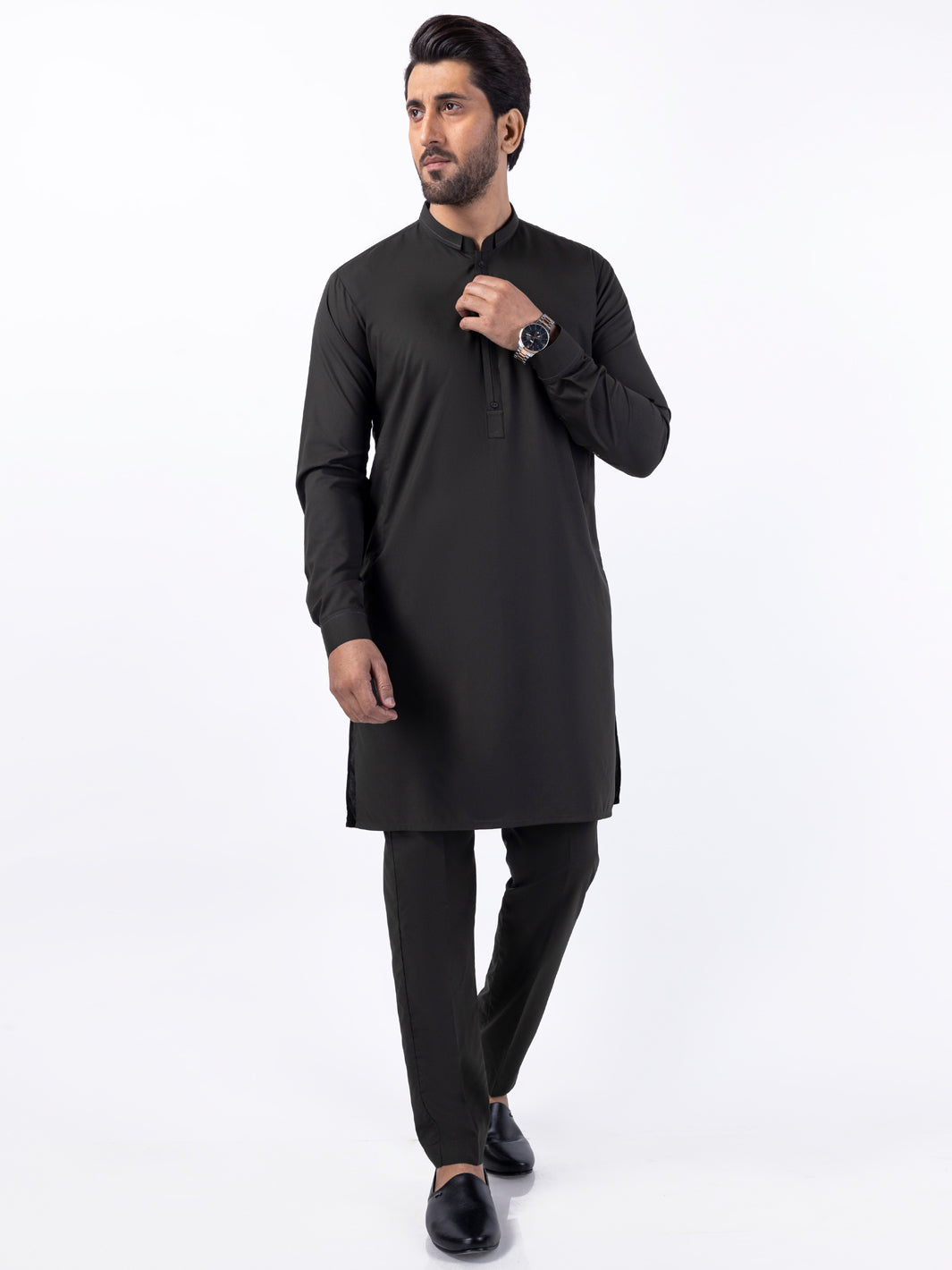 Dark Green Blended Kurta Trouser - AL-KT-3072