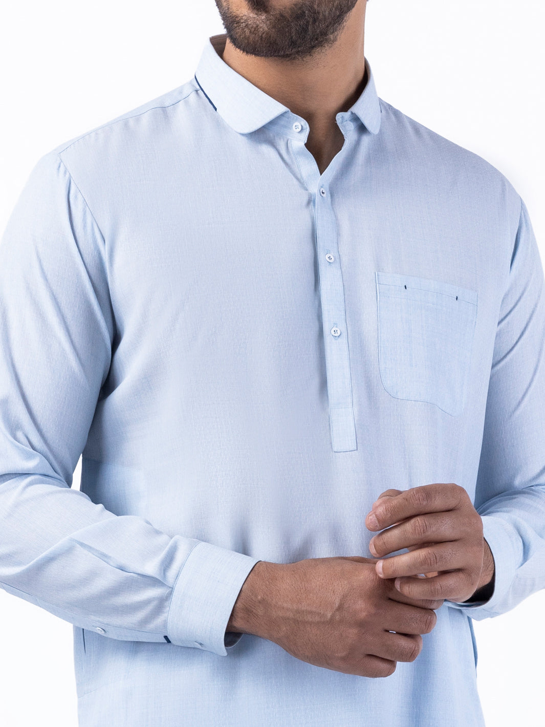 Light Blue Blended Kurta Trouser - AL-KT-3080
