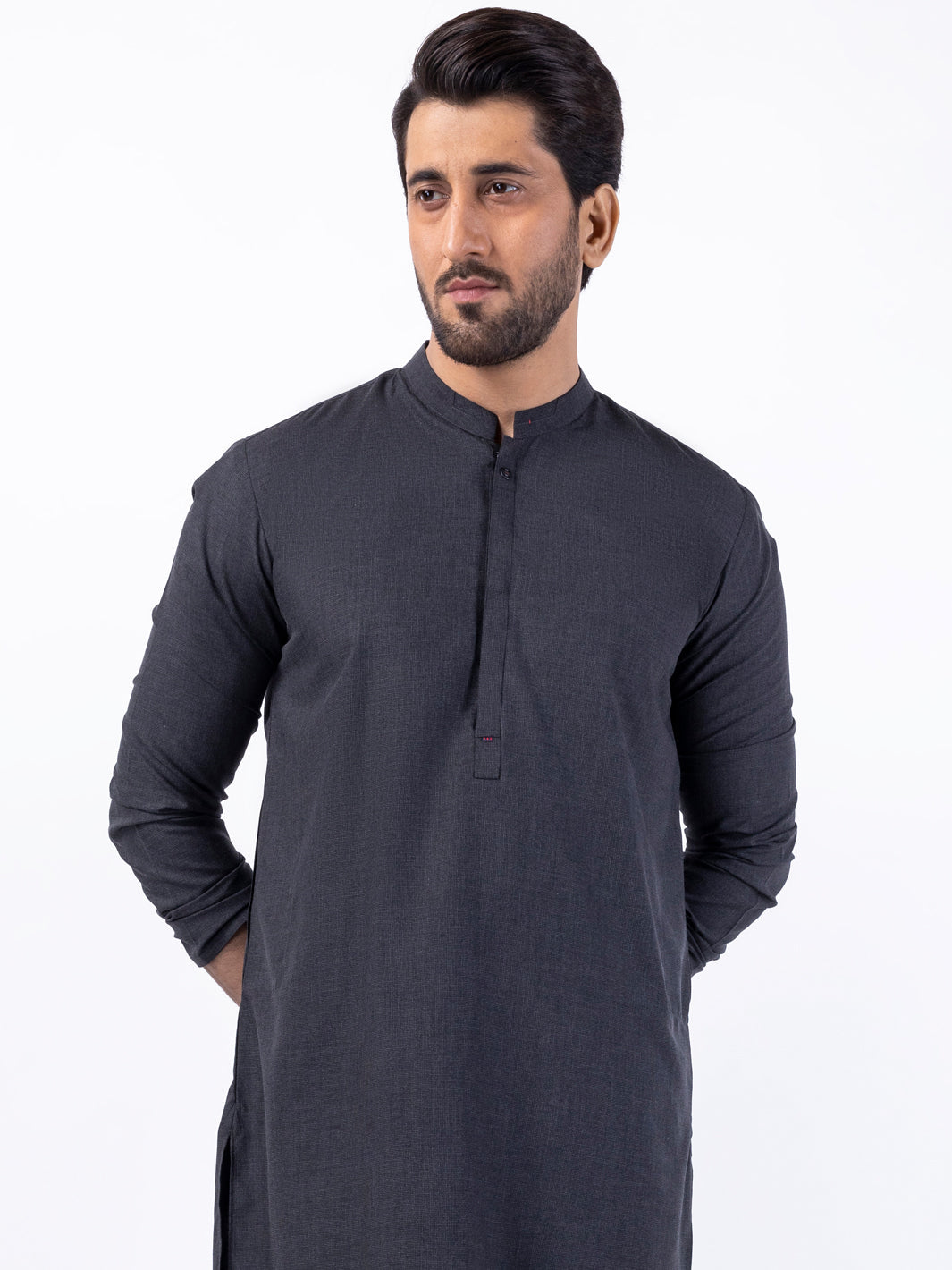 Charcoal Blended Kurta Trouser - AL-KT-3081