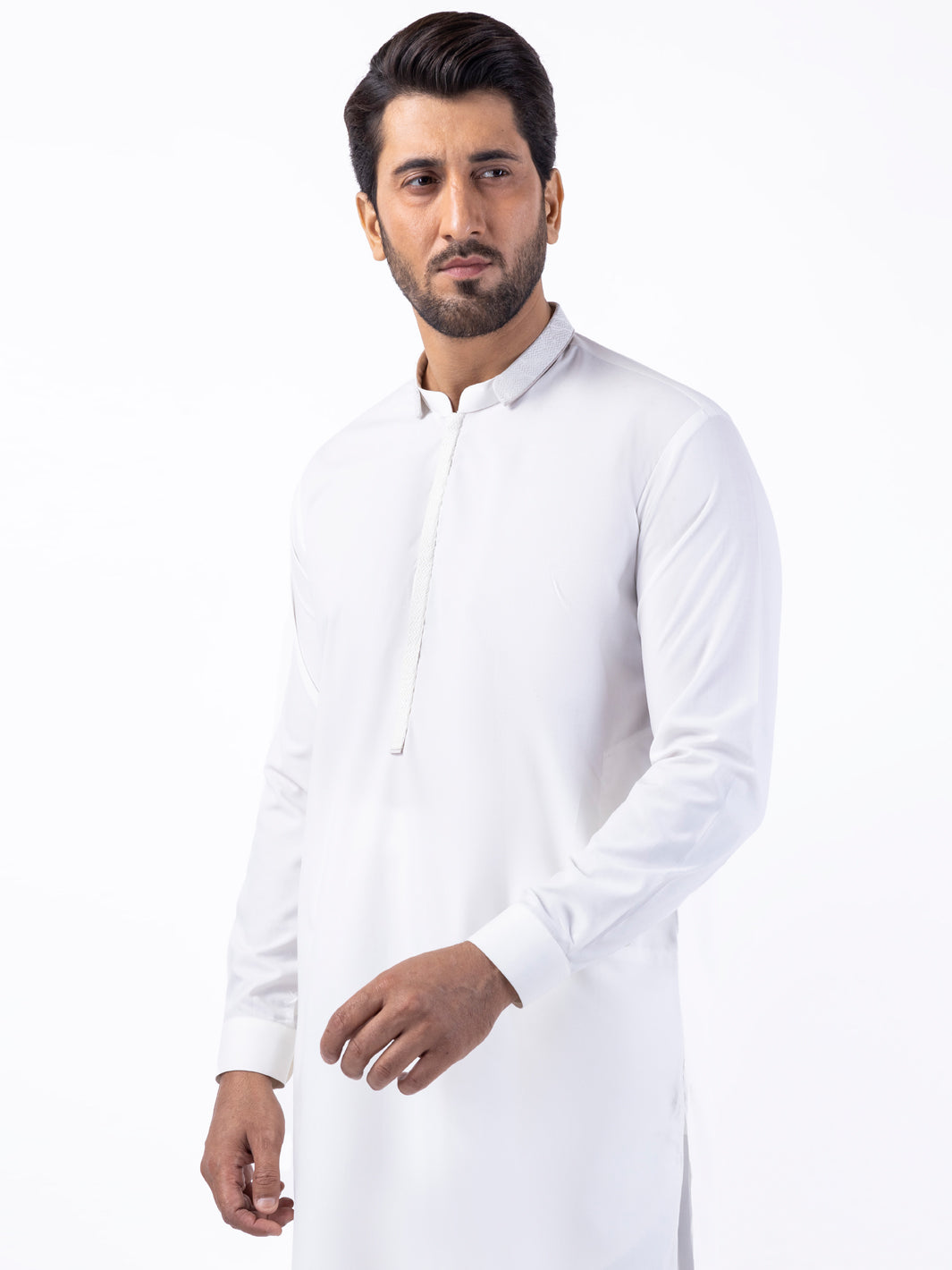 White Blended Kurta Trouser - AL-KT-3082