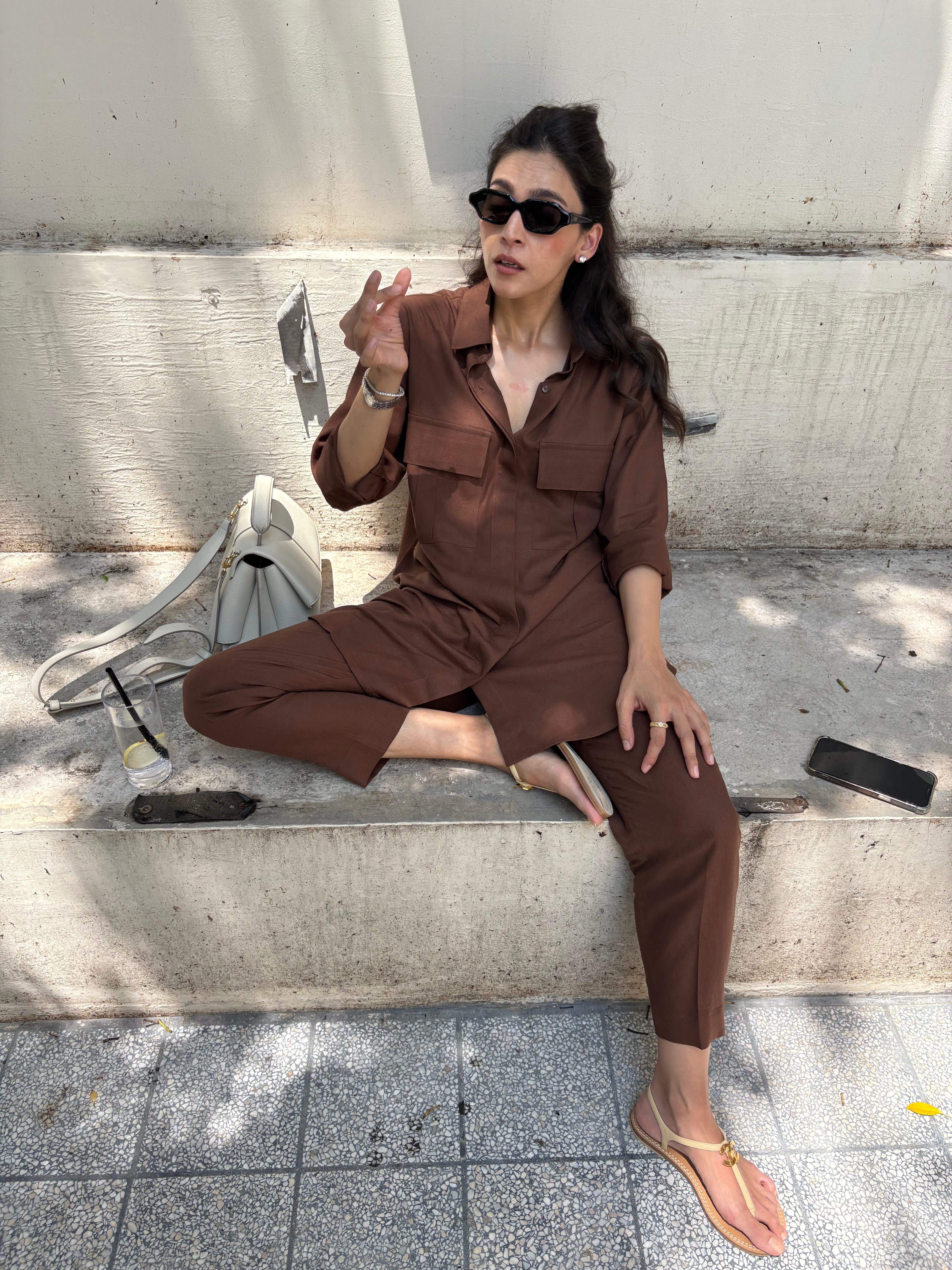 Chocolate Brown Capri Set