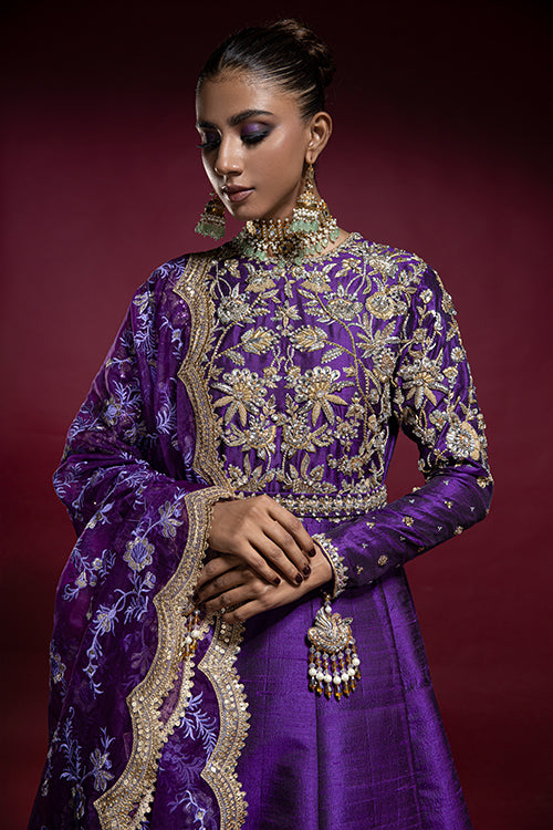 Purple Embellished Bodice Anarkali with Dupatta