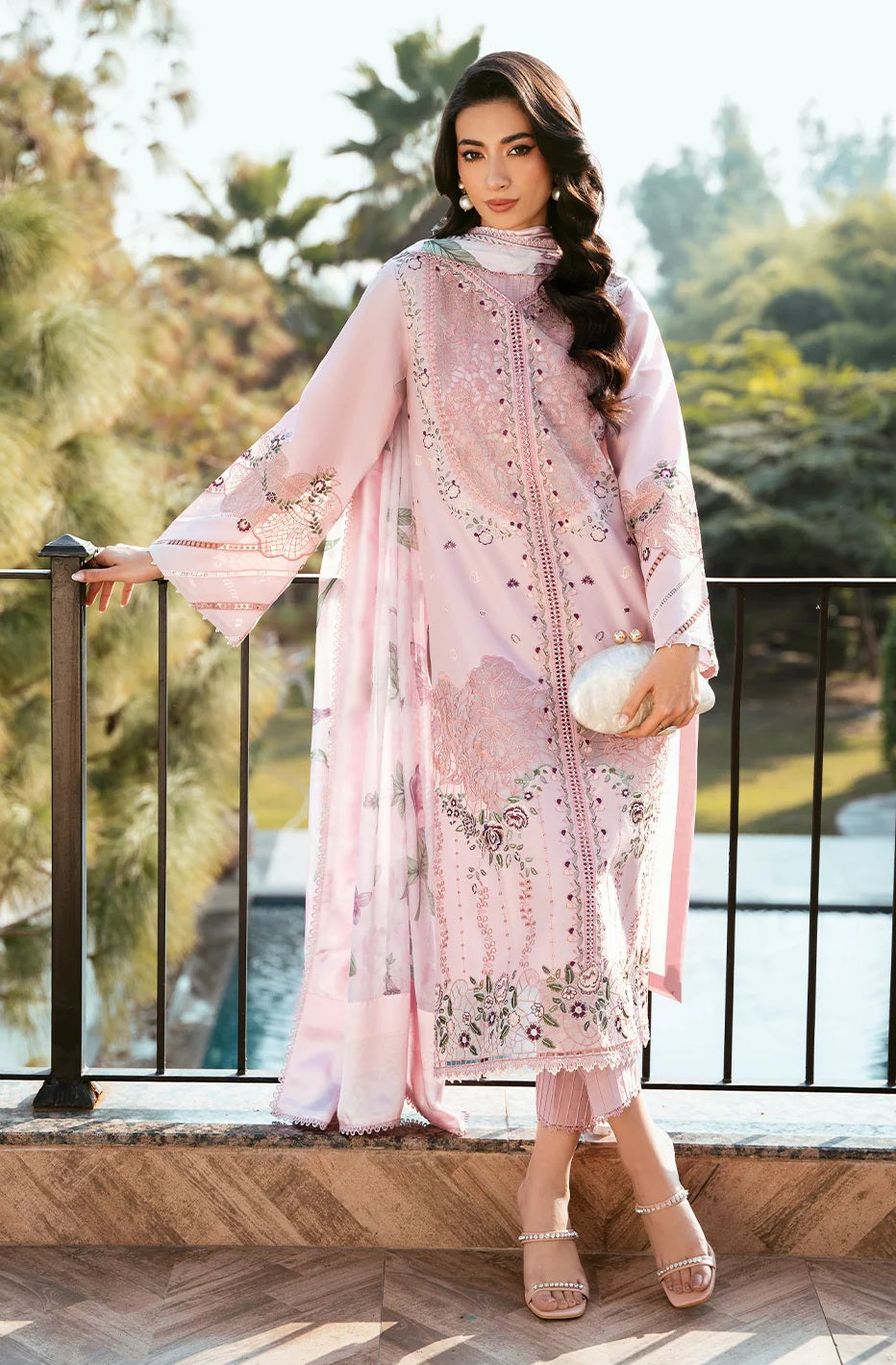 Bin Ilyas - Luxury Lawn Embroidered 3 Piece Unstitched - 313-B