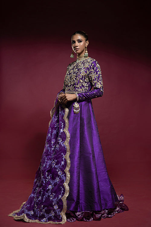 Purple Embellished Bodice Anarkali with Dupatta