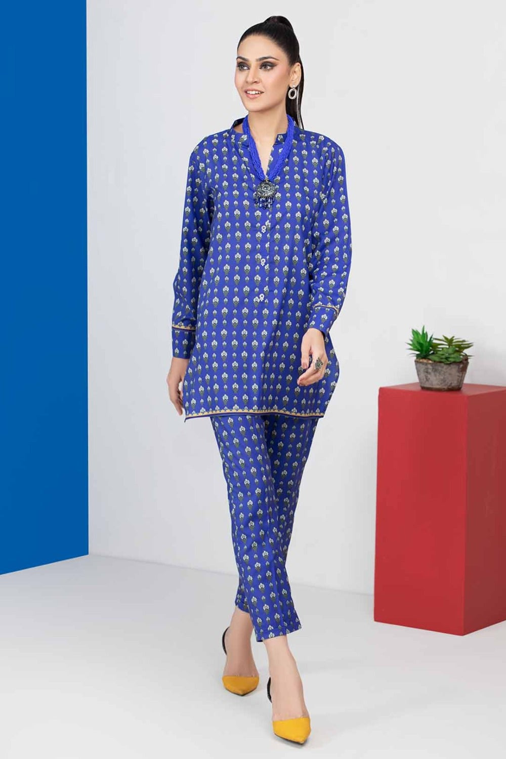 2 Piece Unstitched Digital Printed Silk Shirt and Trouser
