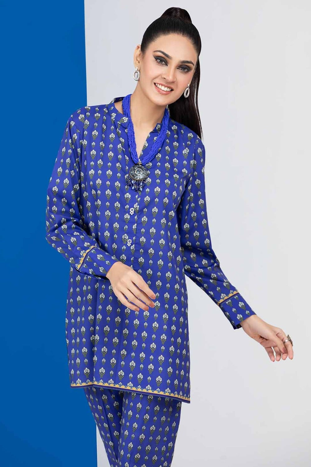 2 Piece Unstitched Digital Printed Silk Shirt and Trouser