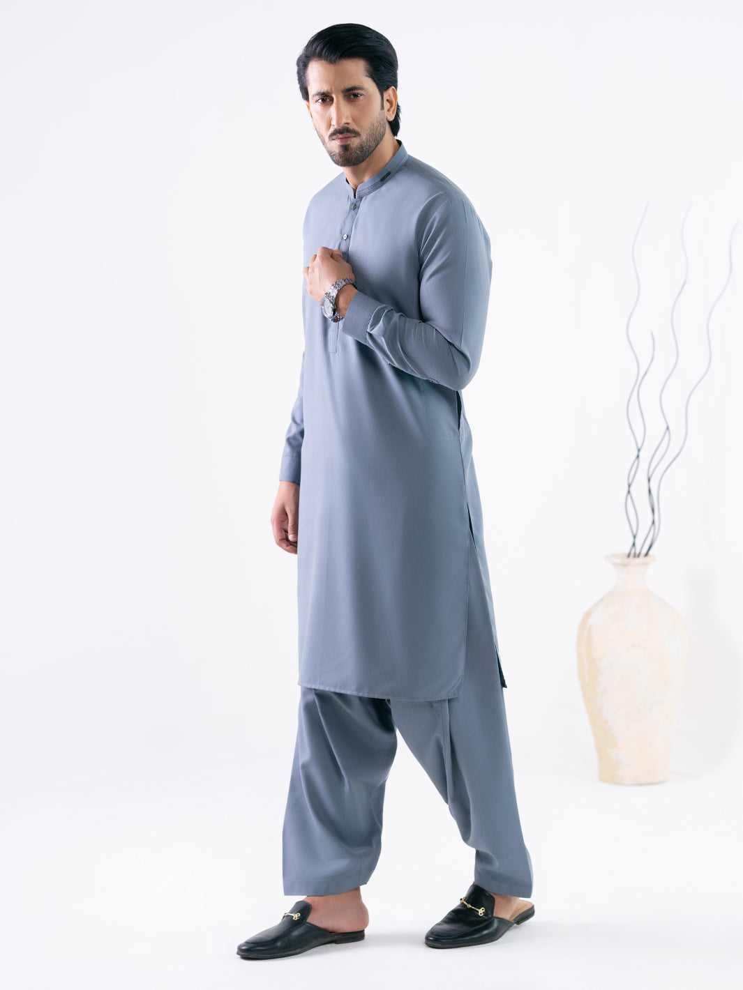 Grey Cut & Sew Kameez Shalwar - AL-KS-3347A