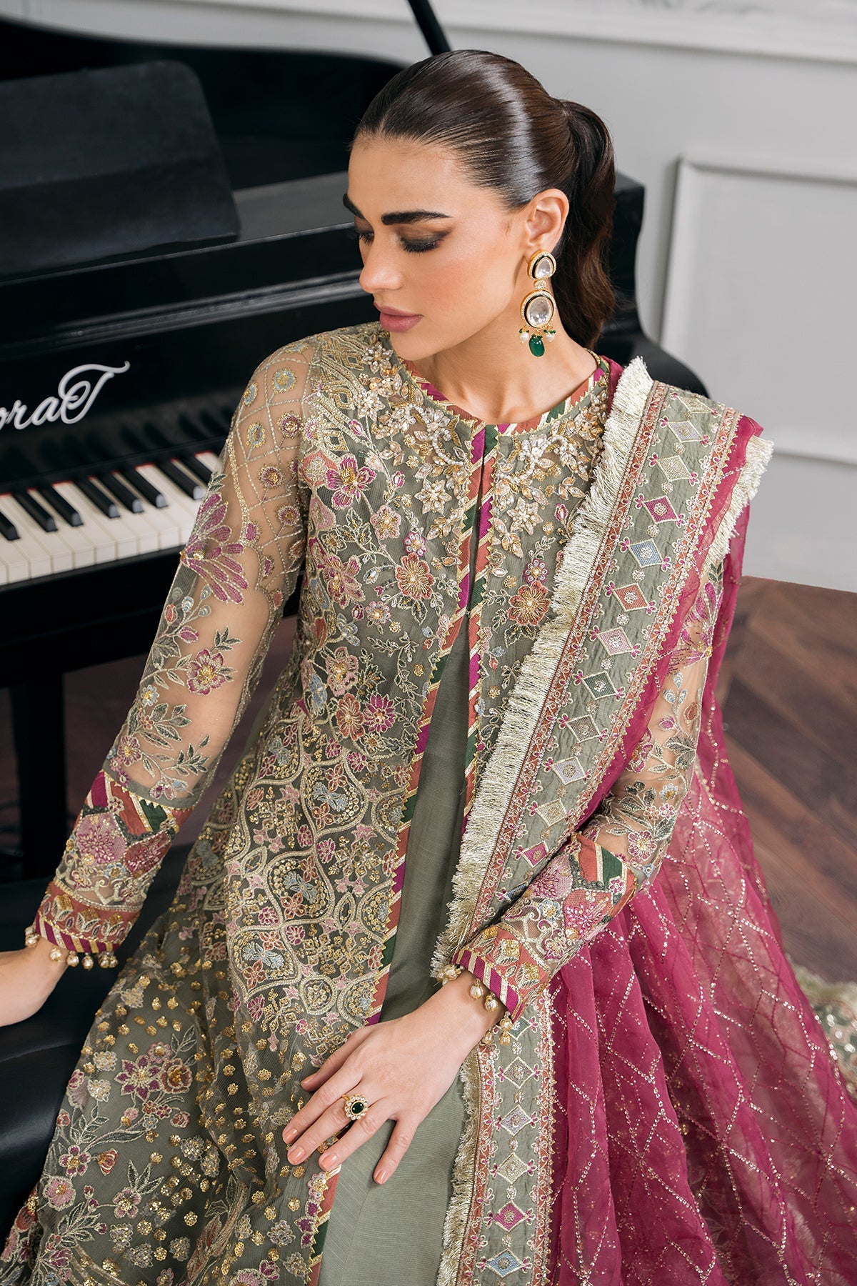 EMBROIDERED NET CH12-02 STITCHED