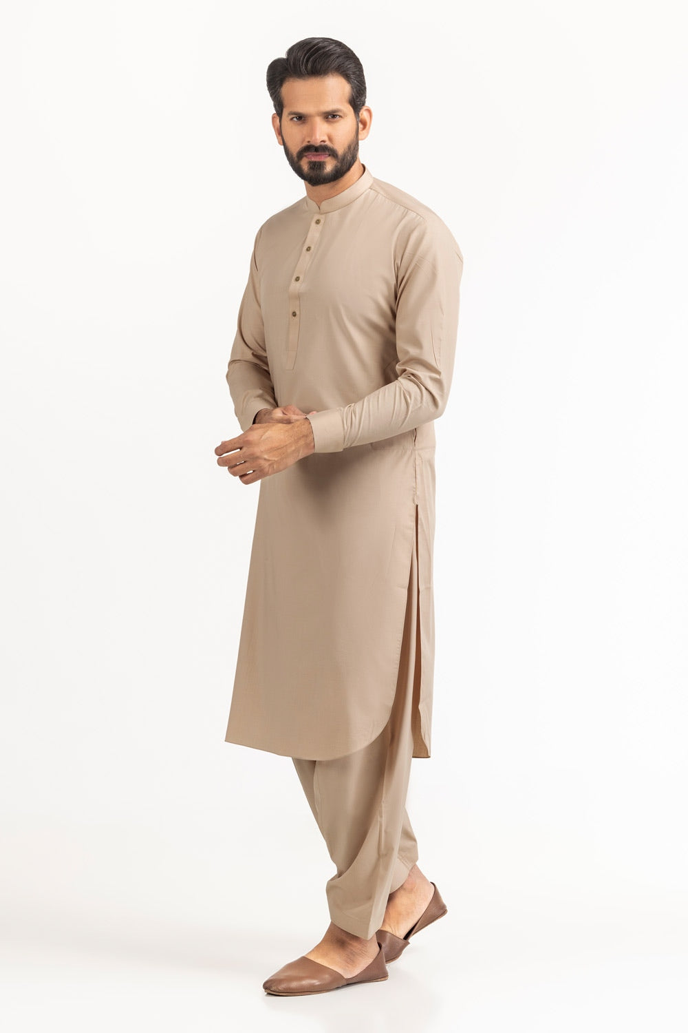 SS25DA-2741 YELLOW 2PCS EMBROIDERED KURTA WITH TROUSER