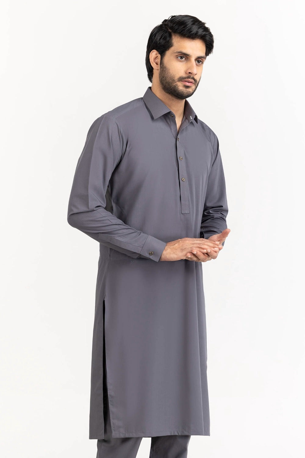 SS25DA-2741 YELLOW 2PCS EMBROIDERED KURTA WITH TROUSER