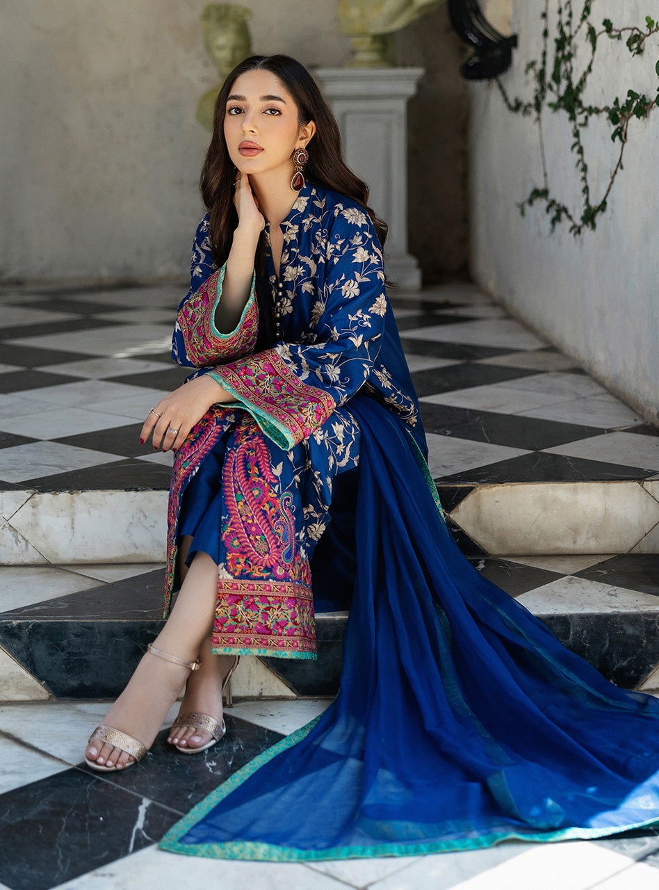 Blue Illusion Kashmiri Embroidery