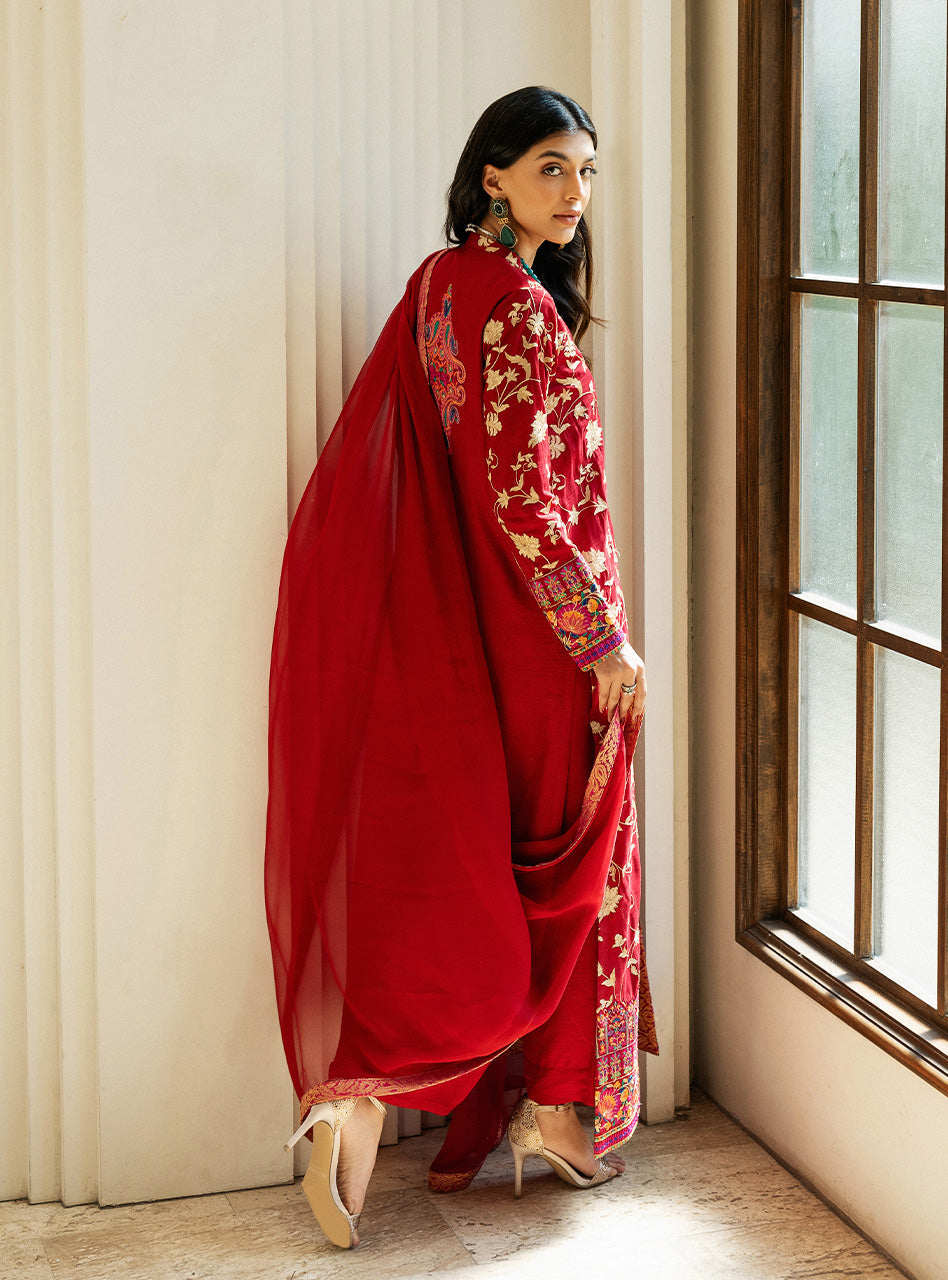 Crimson Charm Kashmiri Embroidery