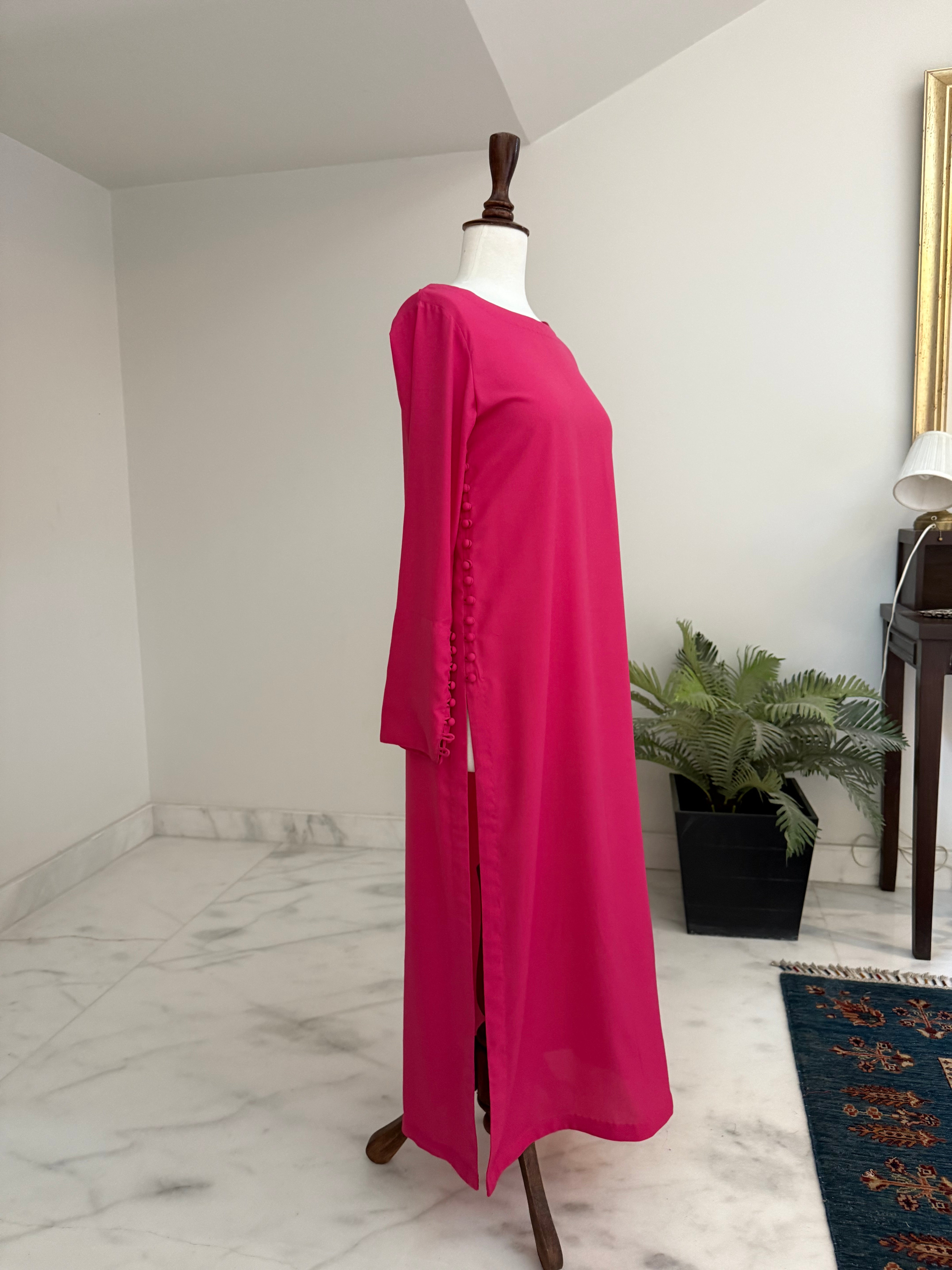 CBS 6 Fuchsia Grace – Side Button Kurta