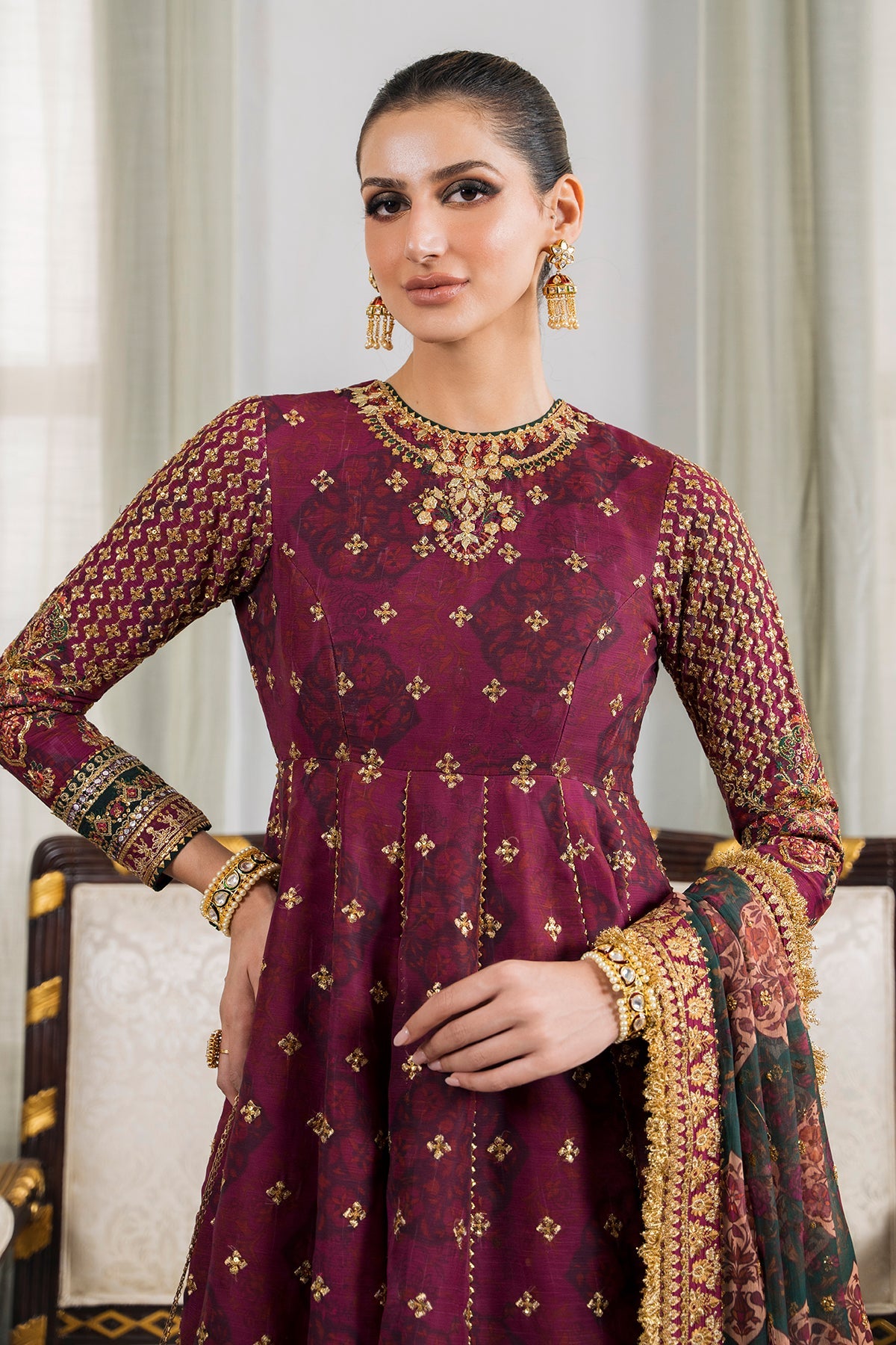 EMBROIDERED CHIFFON CH12-03 STITCHED