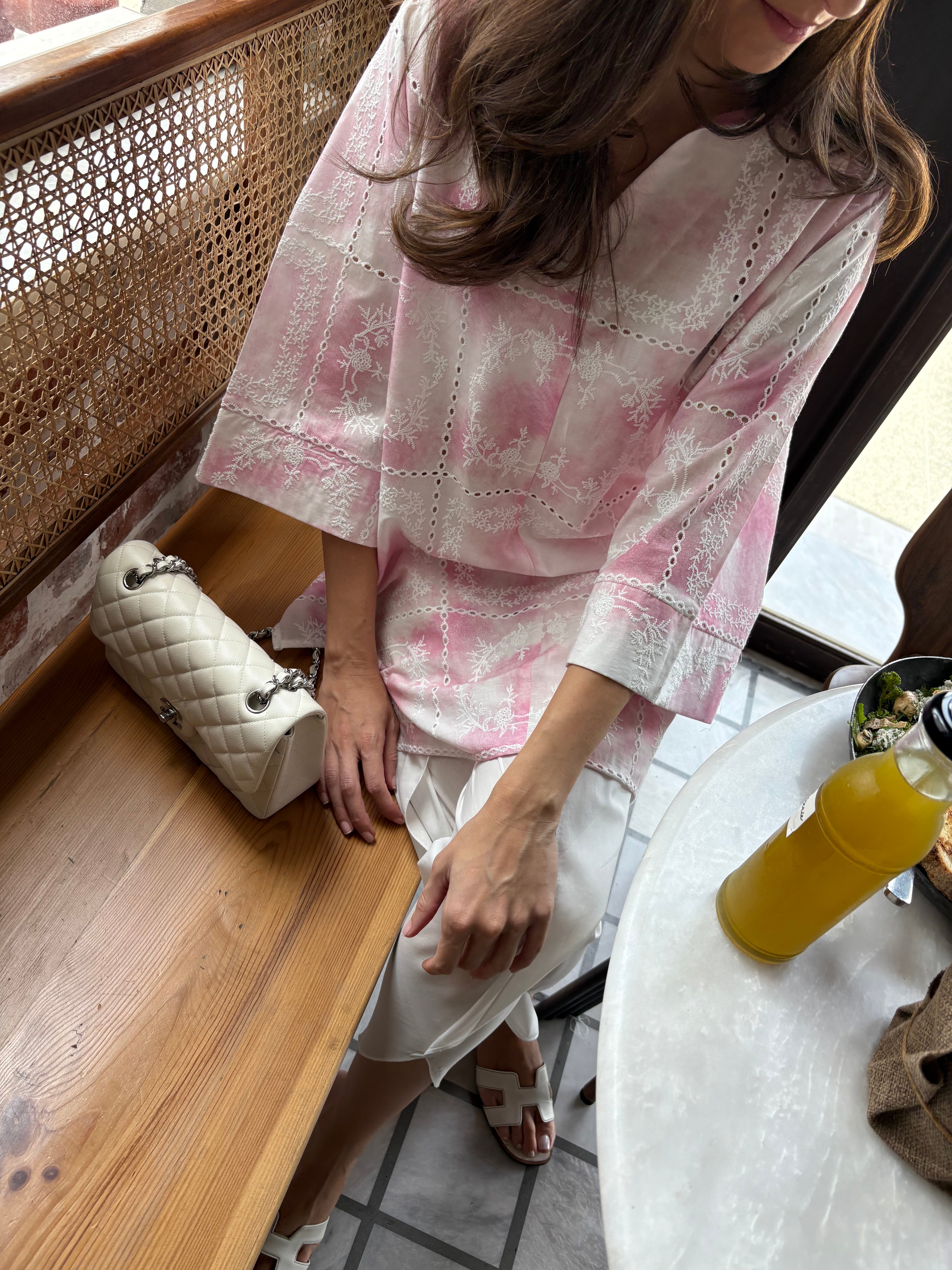 Pink Tie & Dye Chikankari Toby