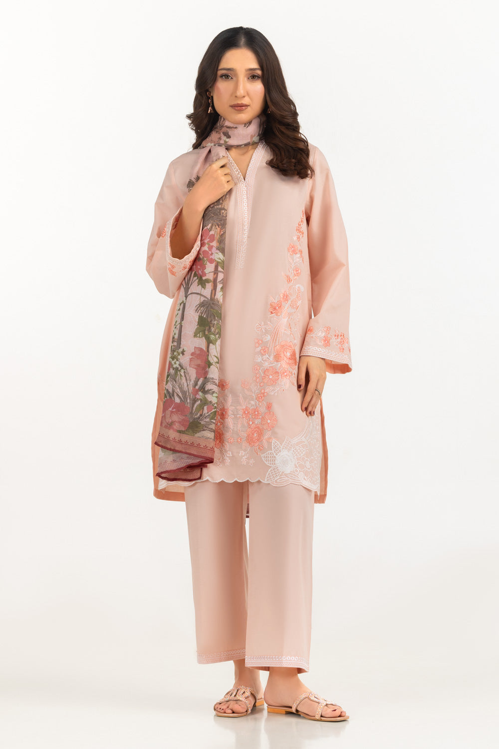 3PC Cambric Embroidered Suit