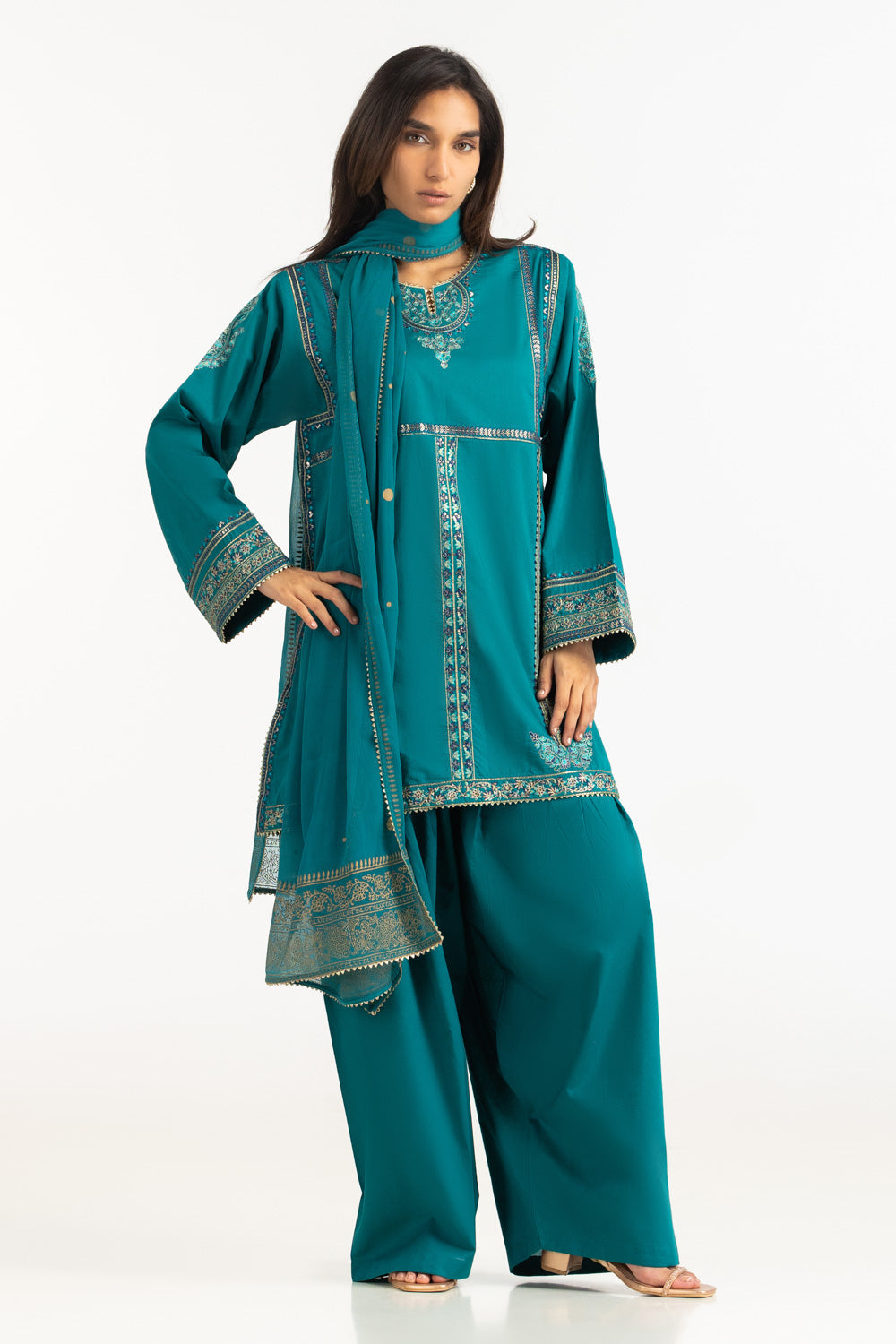 3PC Cambric Embroidered Suit
