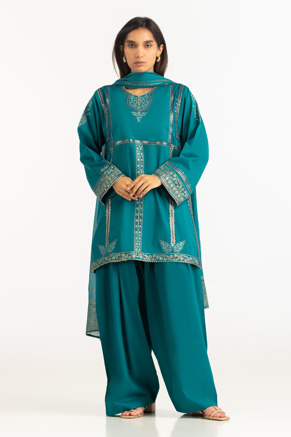 3PC Cambric Embroidered Suit