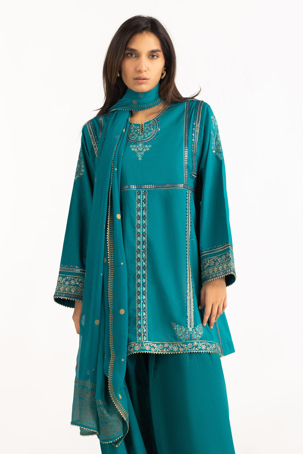 3PC Cambric Embroidered Suit