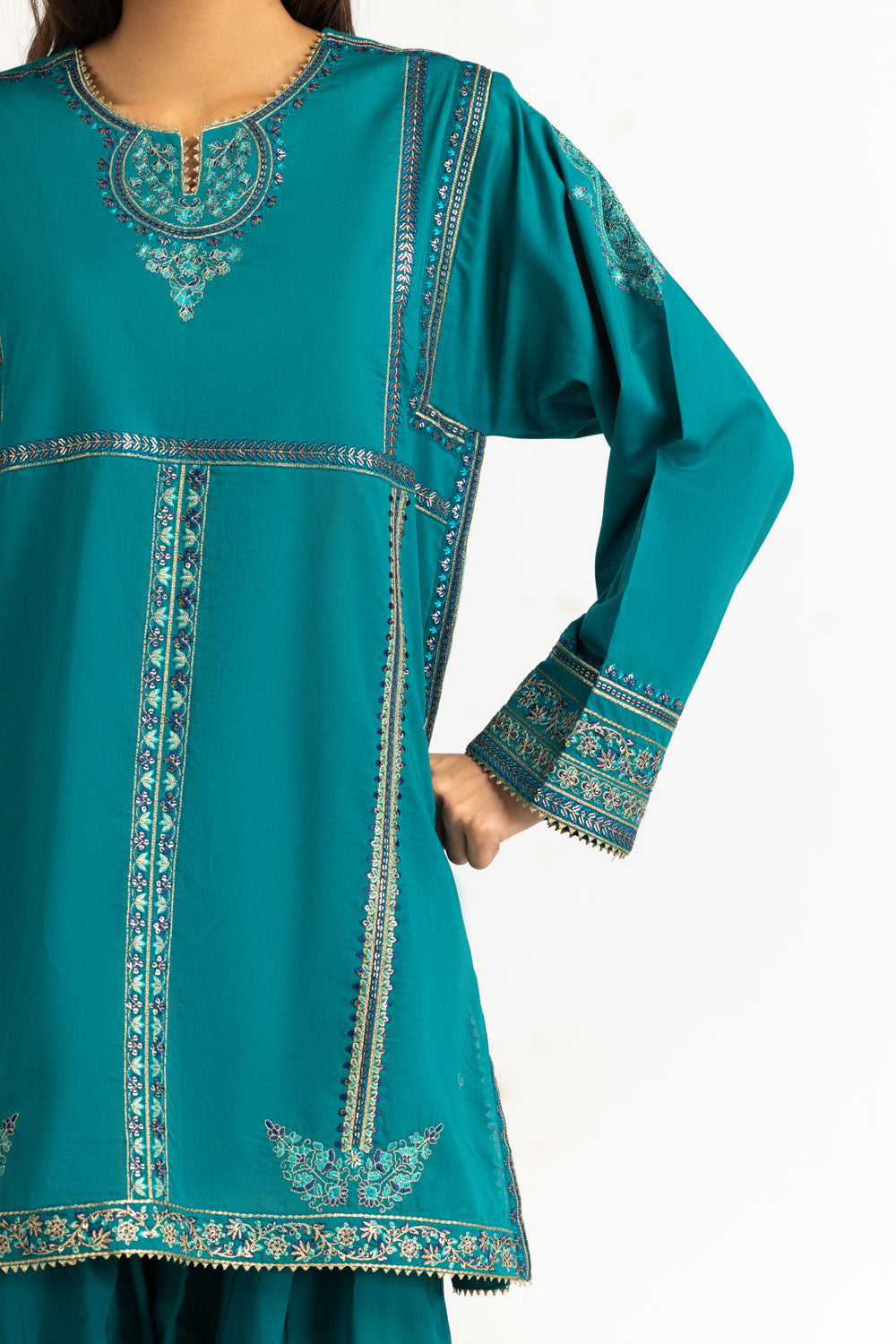 3PC Cambric Embroidered Suit