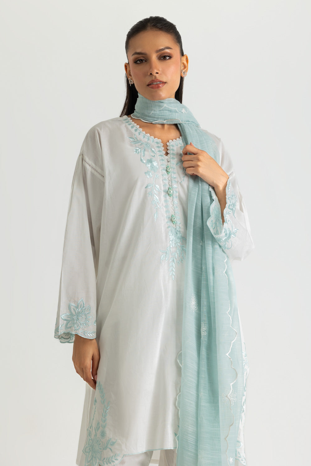 3PC Cambric Embroidered Suit