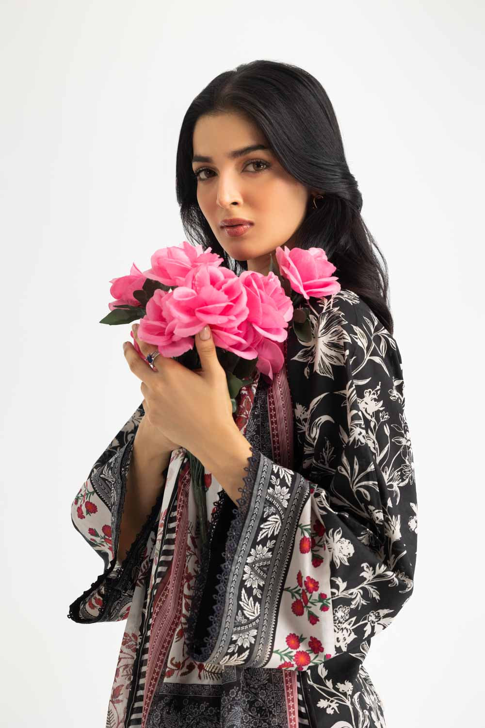 3Pc Cambric Printed Shirt And Trouser With Printed Scarf