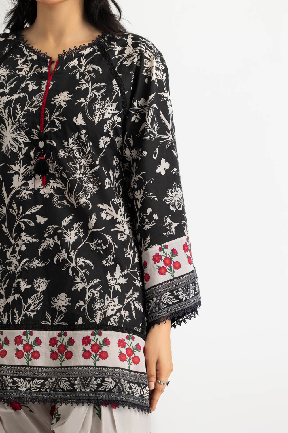 3Pc Cambric Printed Shirt And Trouser With Printed Scarf