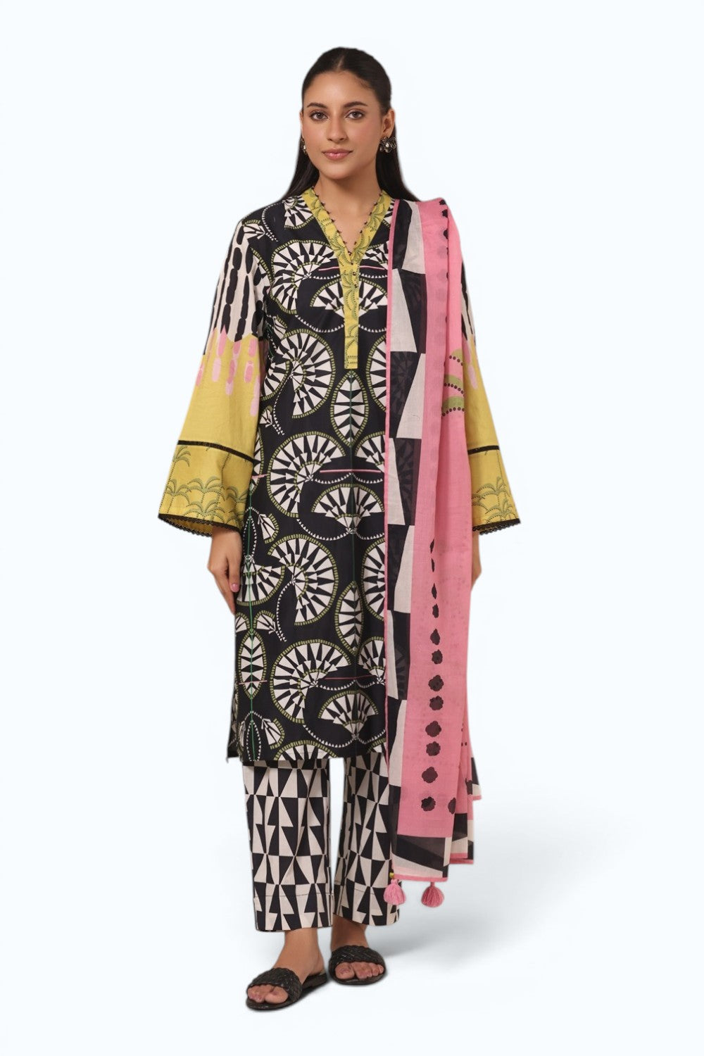 3PC Cambric Printed Suit