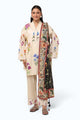 3PC Cambric Printed Suit With Embroidered