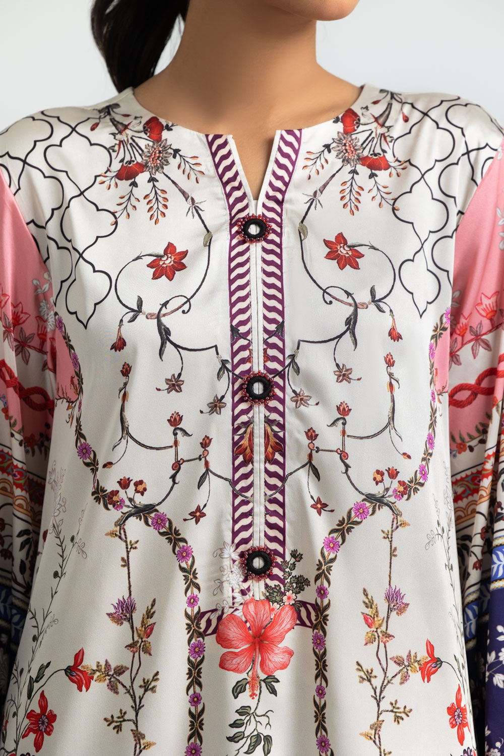 3PC Charmeuse Silk Printed Suit