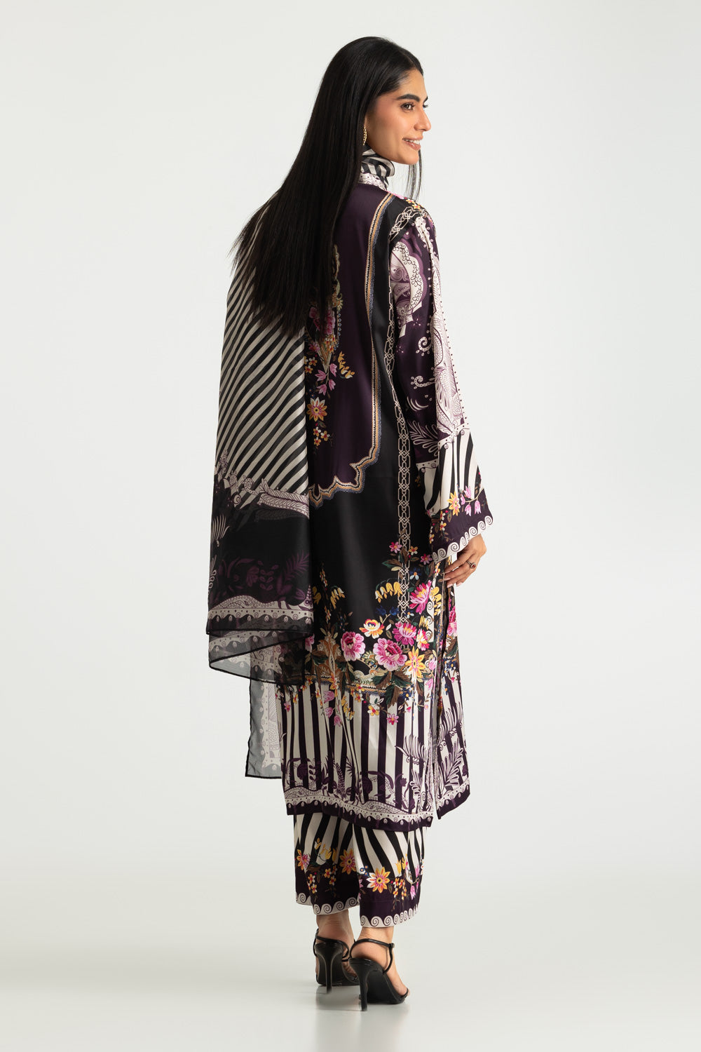 3PC Charmeuse Silk Printed Suit