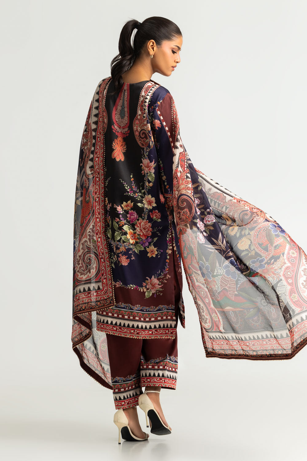 3PC Charmeuse Silk Printed Suit