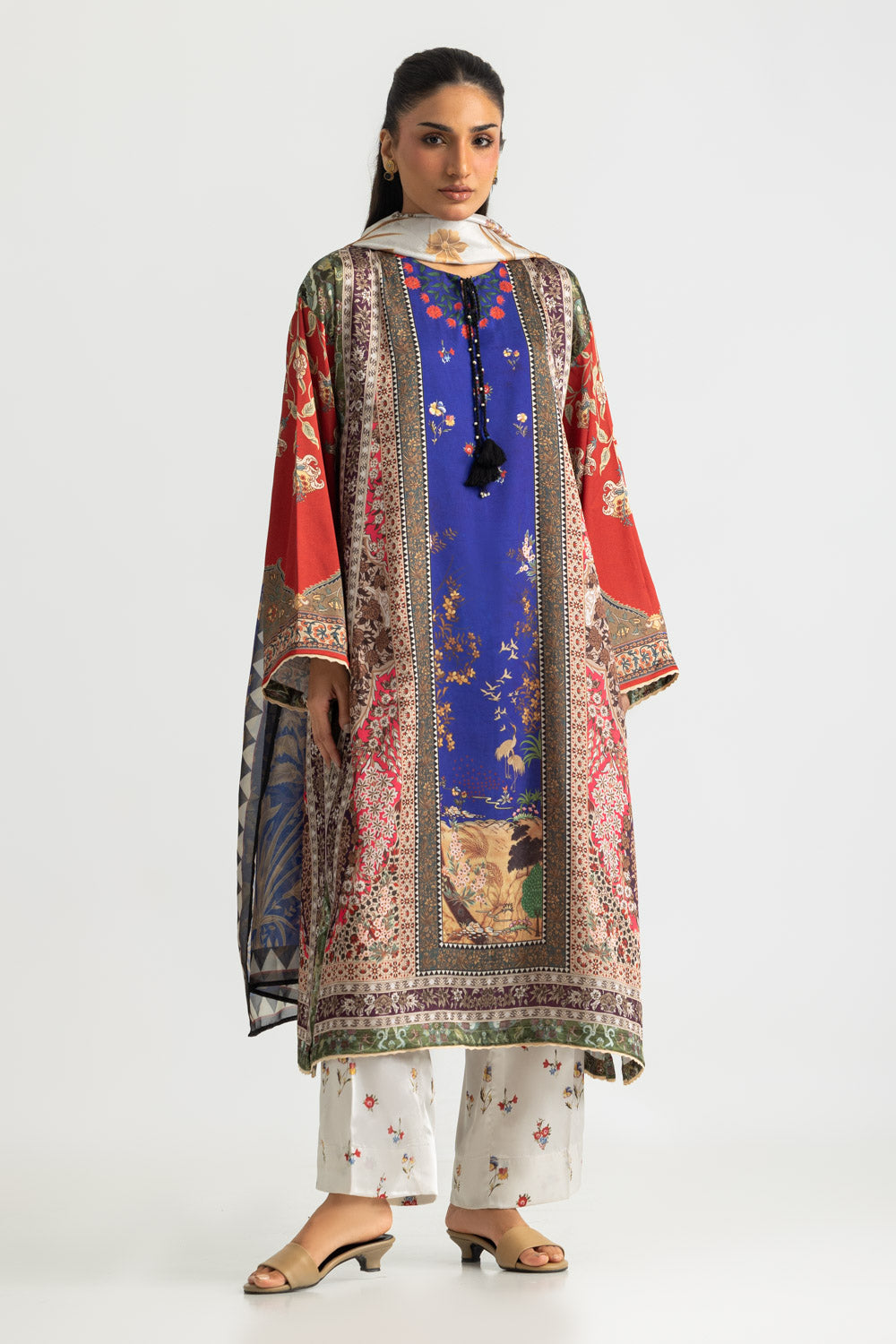3PC Charmeuse Silk Printed Suit