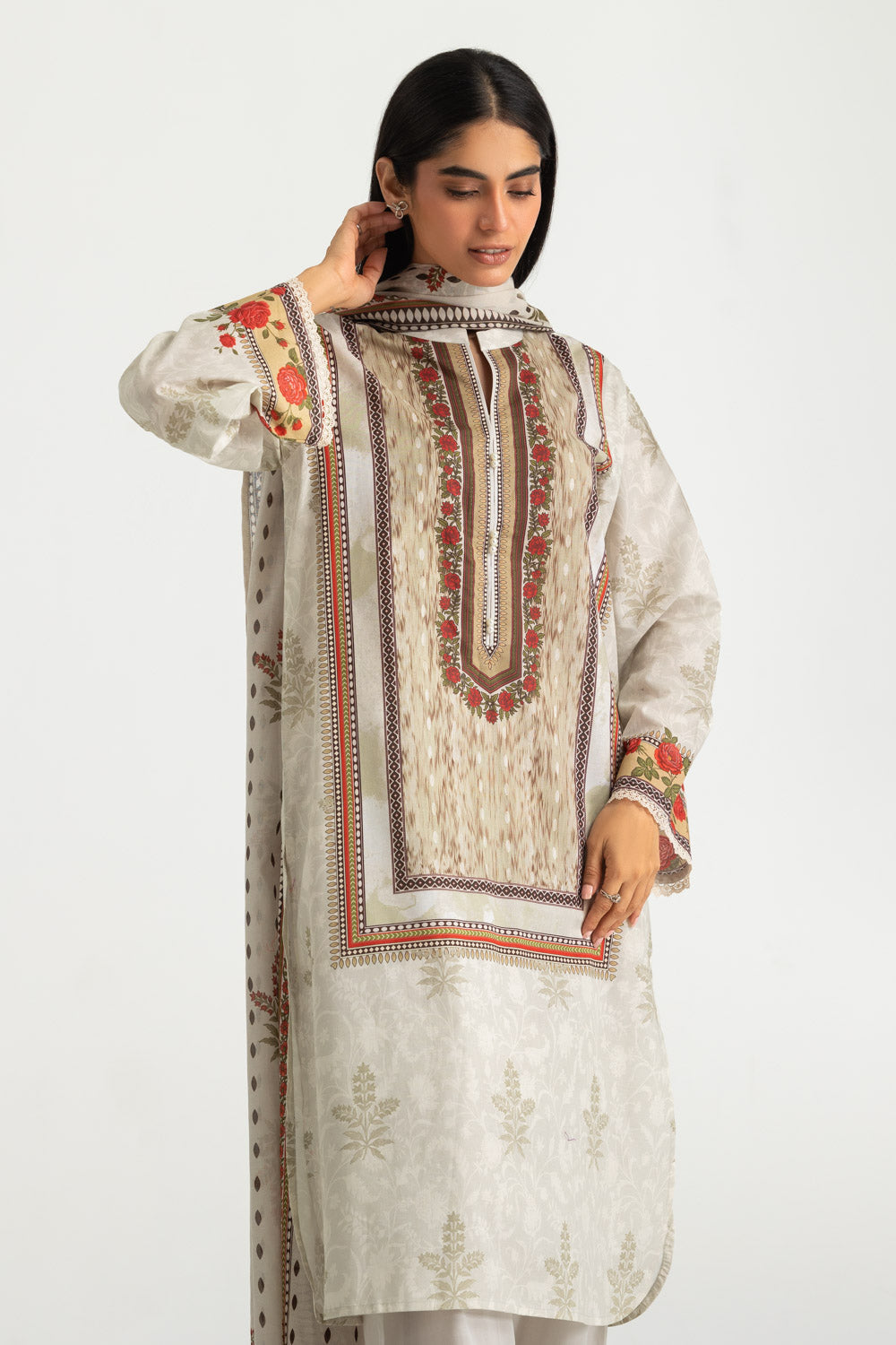 3PC Cotton Printed Suit