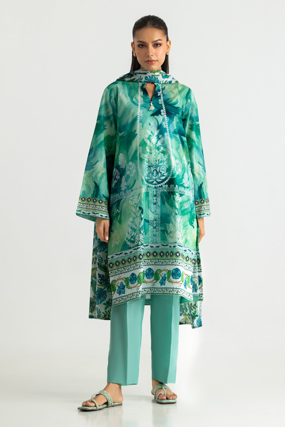 3PC Cotton Printed Suit