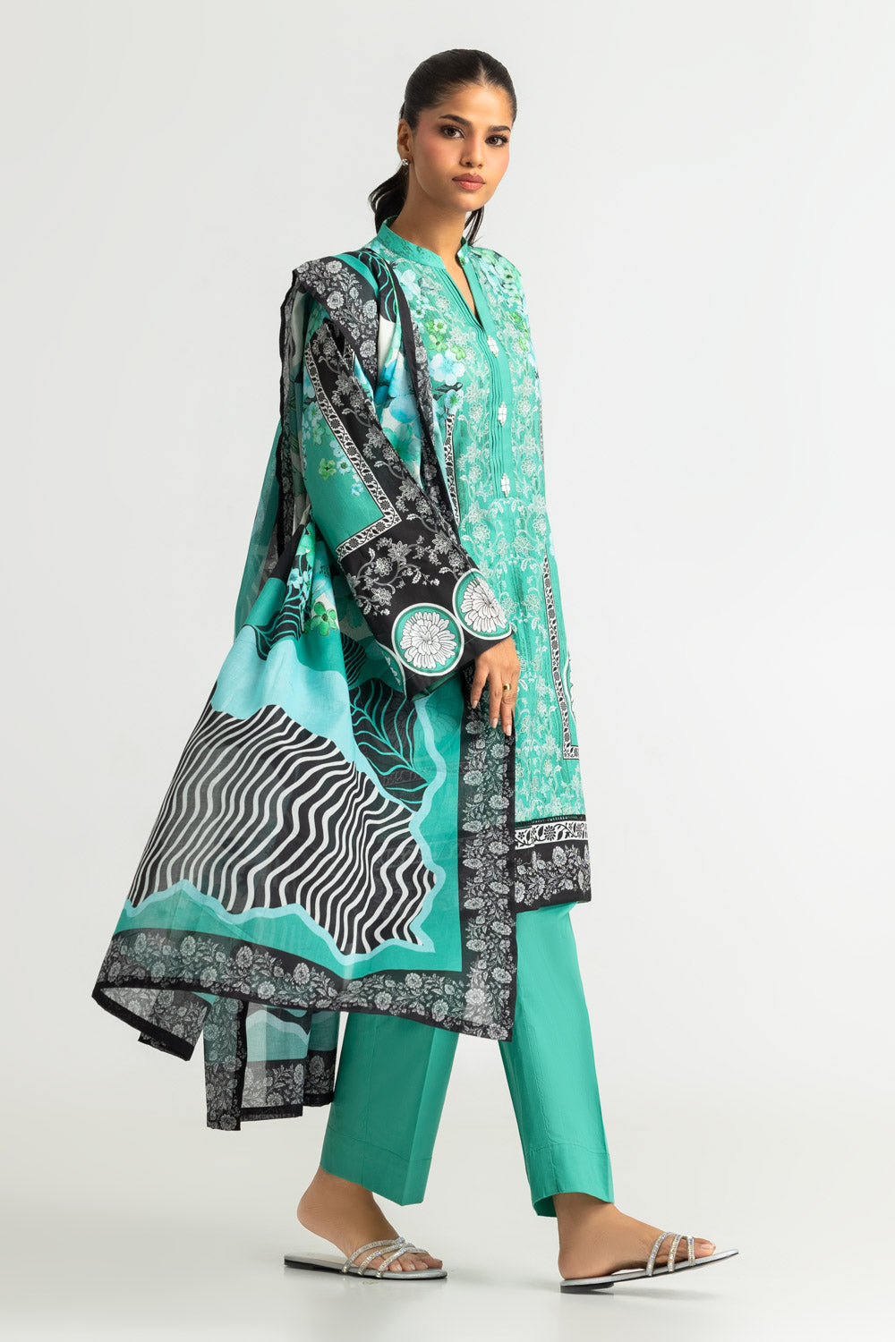 3PC Cotton Printed Suit