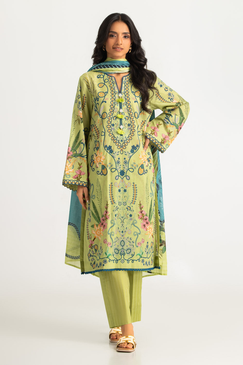 3PC Cotton Printed Suit
