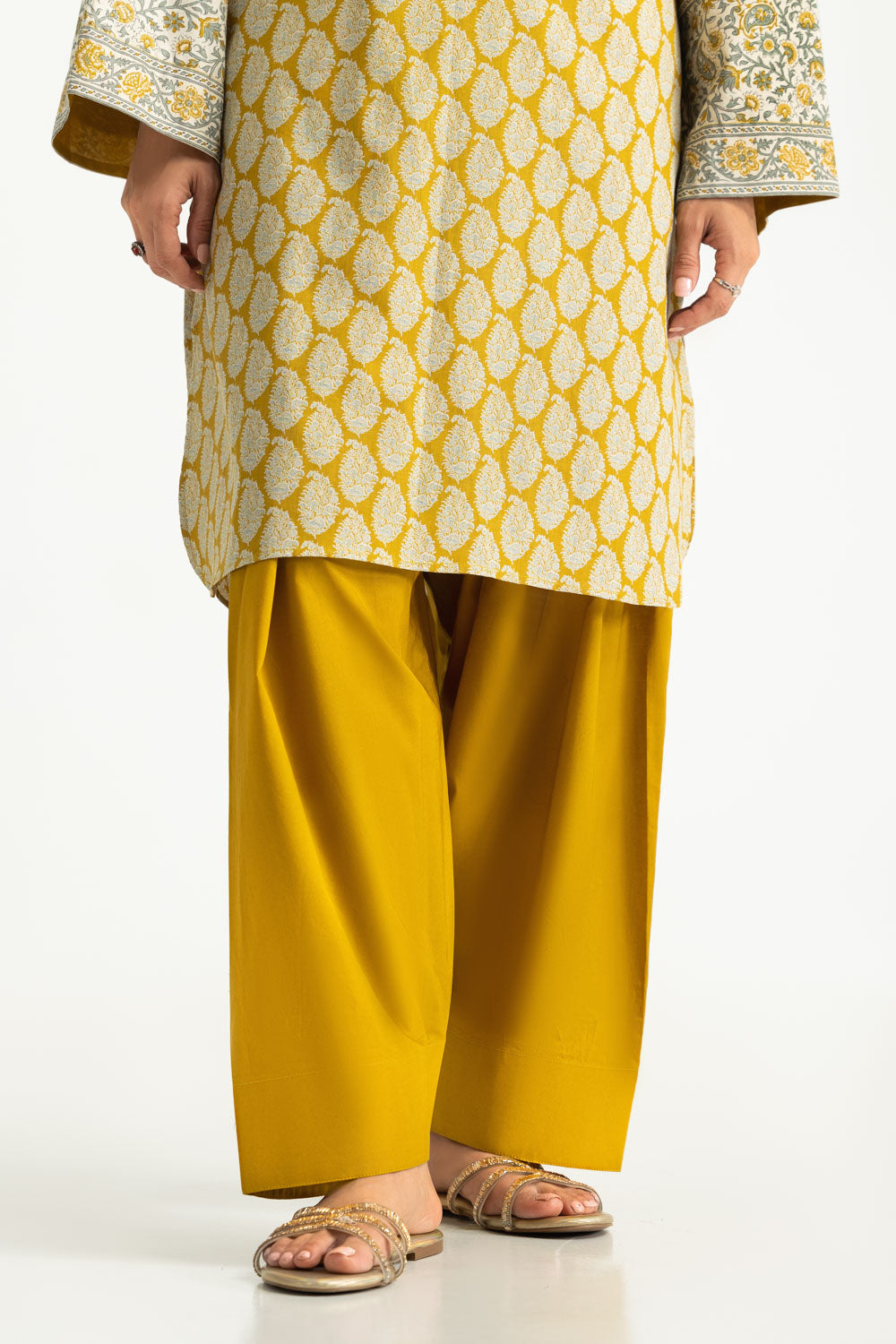 3PC Cotton Printed Suit With Embroidered