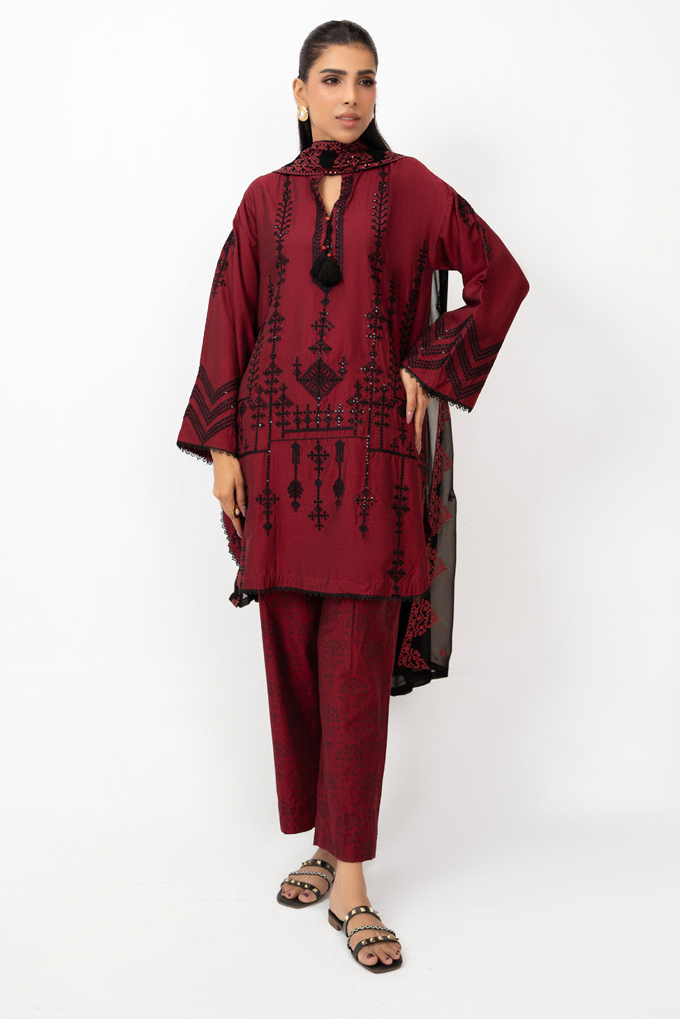 3PC Cotton Silk Embroidered Suit