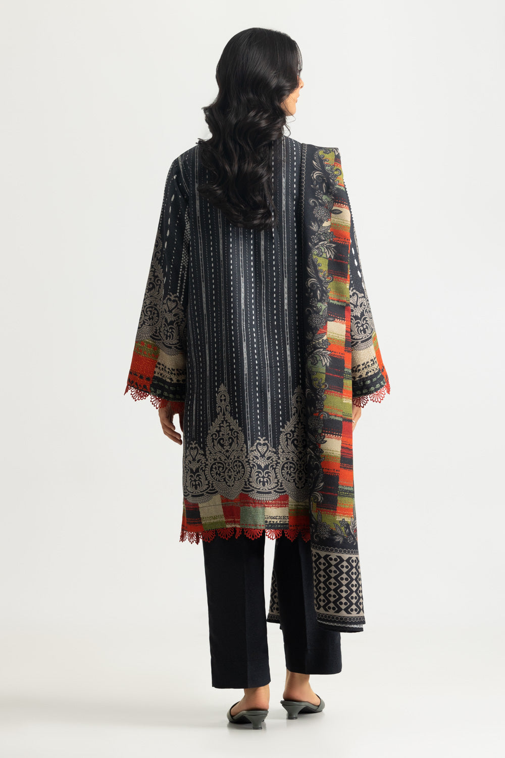 3PC Karandi Printed Suit With Embroidered