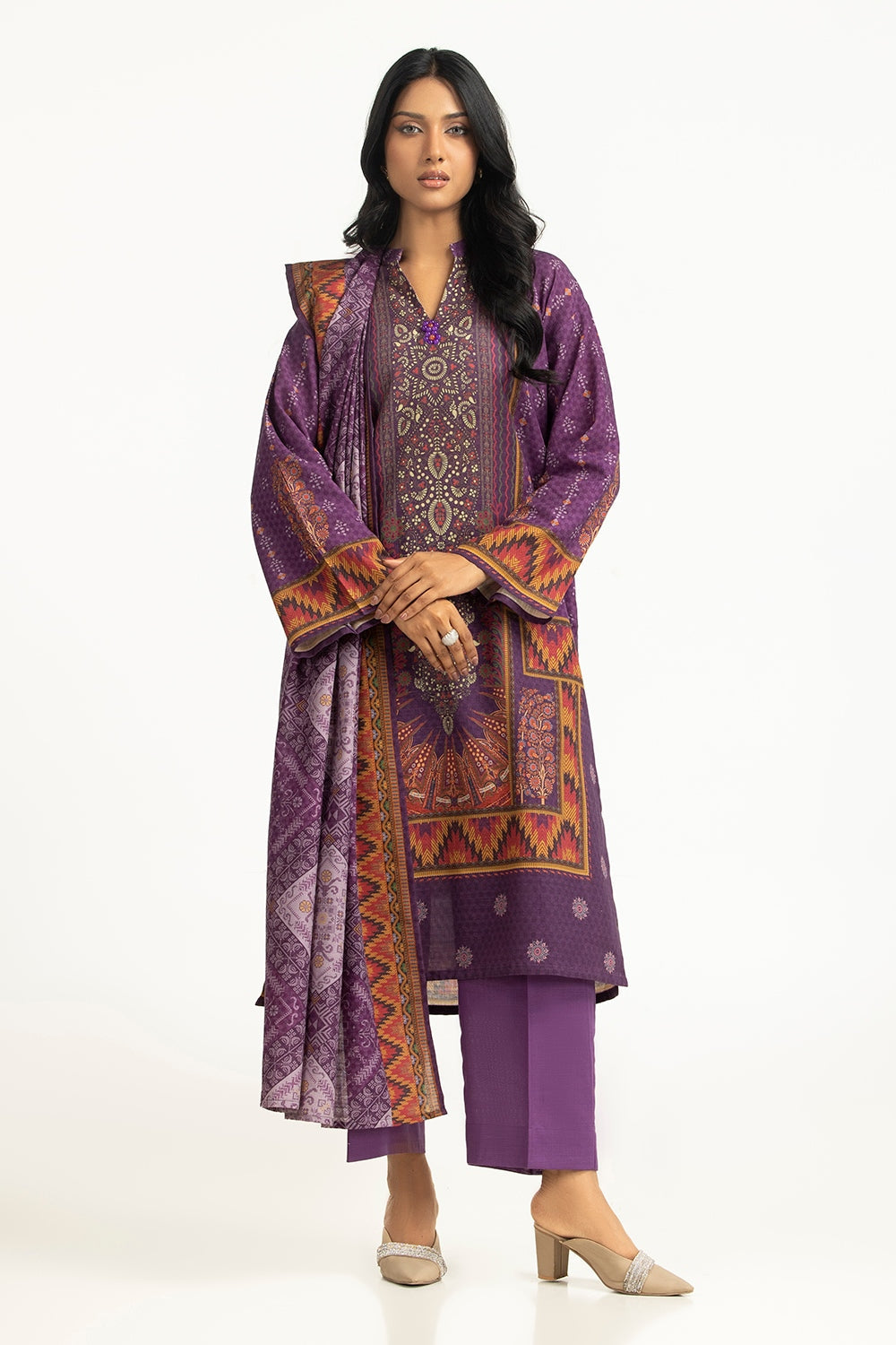 3PC Khaddar Printed Suit