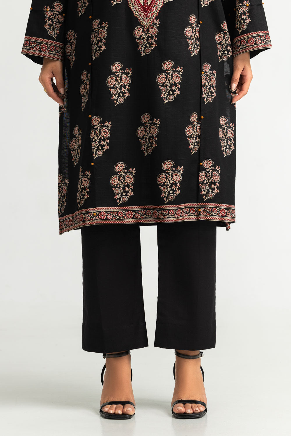 3PC Khaddar Printed Suit with Embroidered