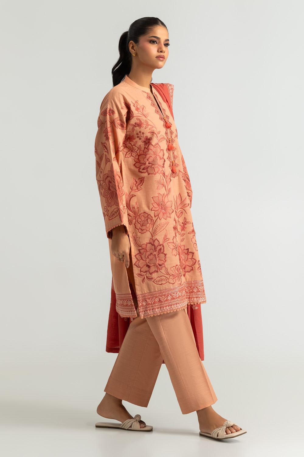 3PC Khaddar Slub Embroidered Suit