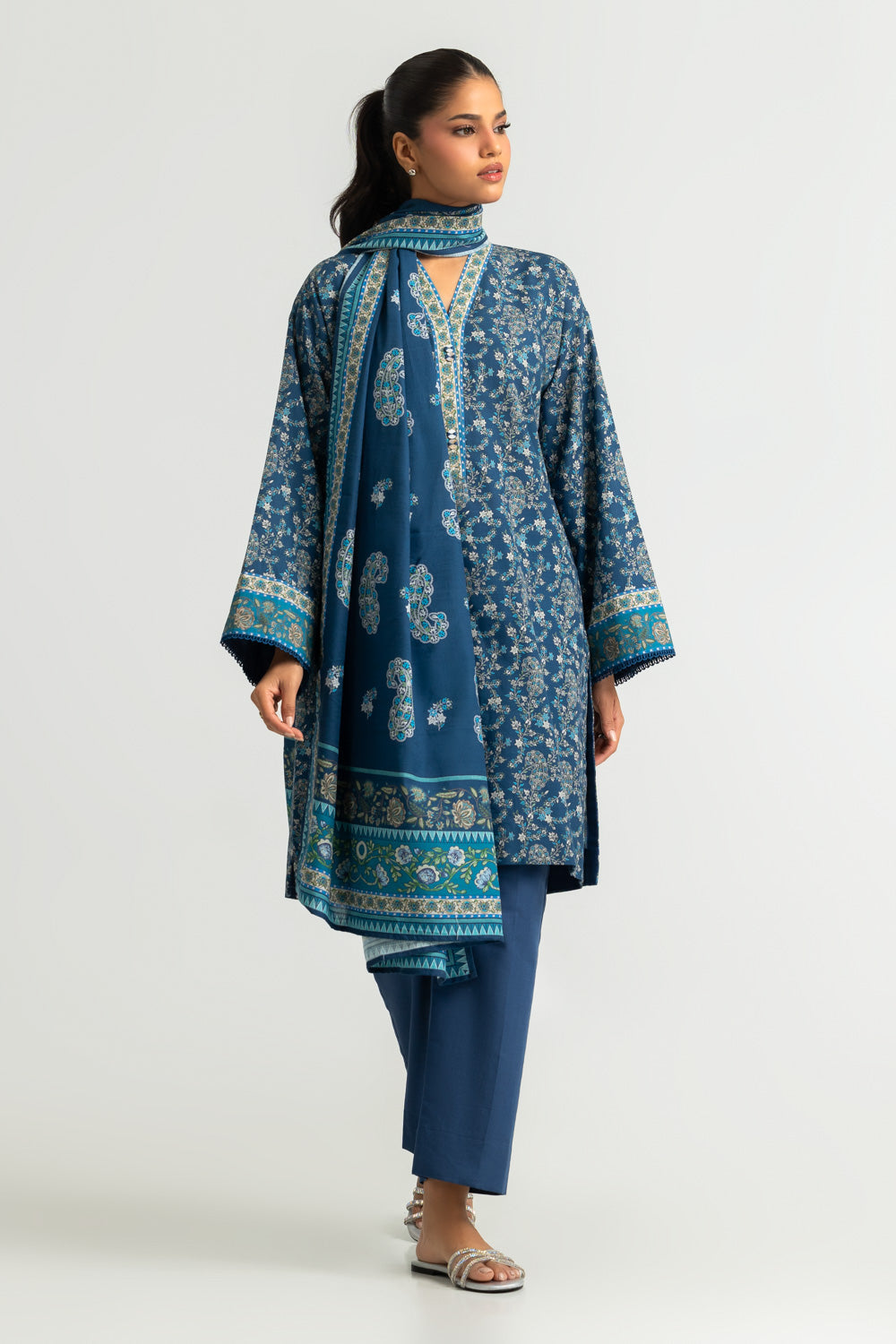 3PC Khaddar Slub Printed Suit