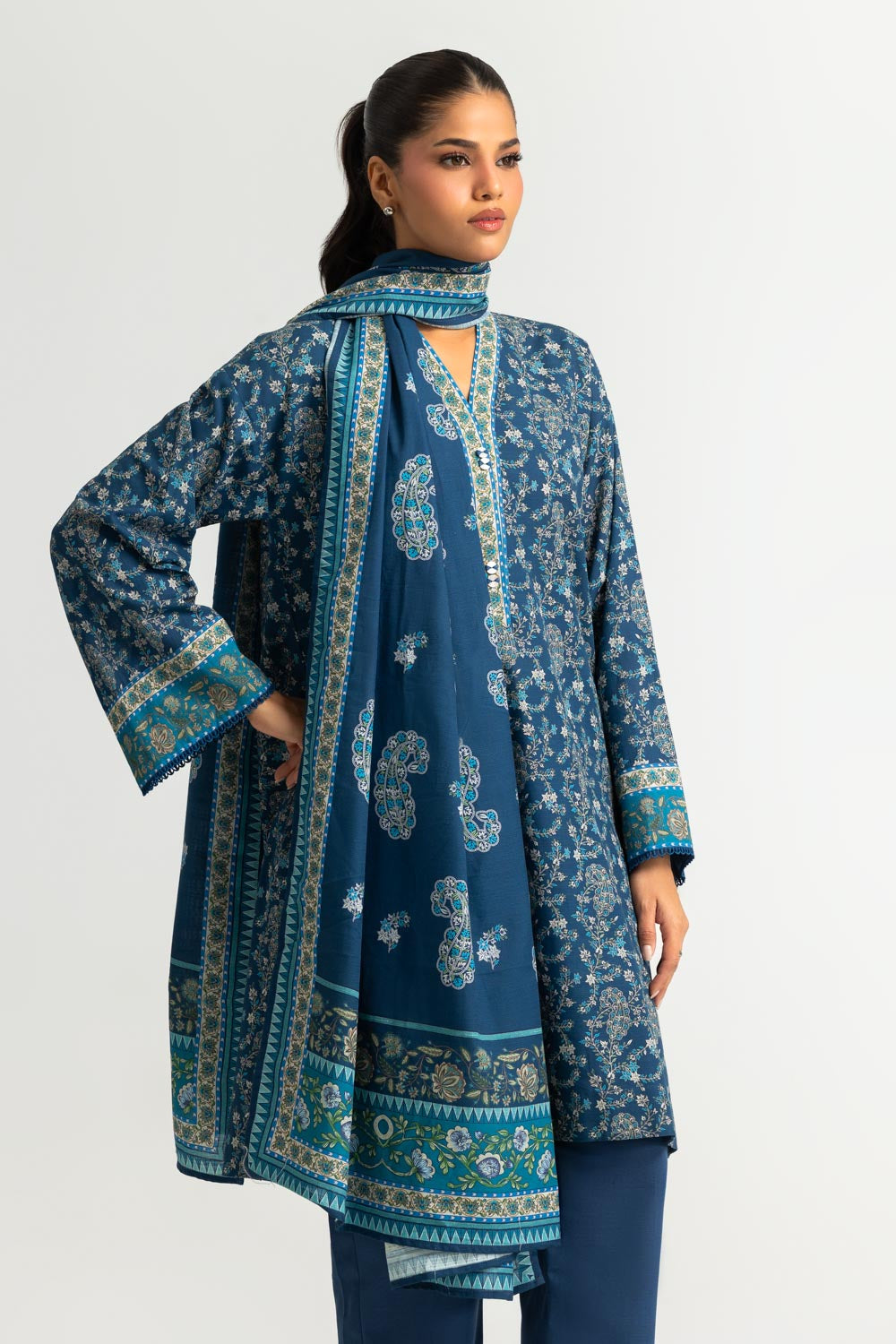 3PC Khaddar Slub Printed Suit