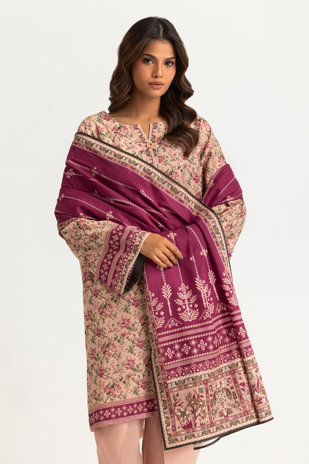 3PC Khaddar Slub Printed Suit