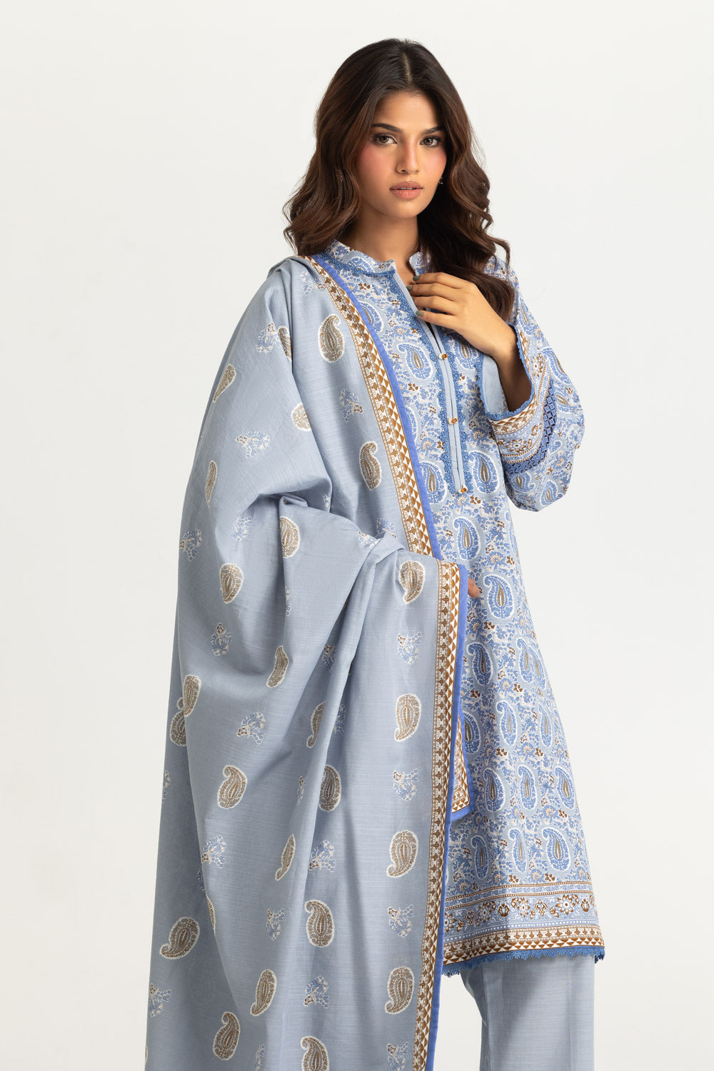 3PC Khaddar Slub Printed Suit